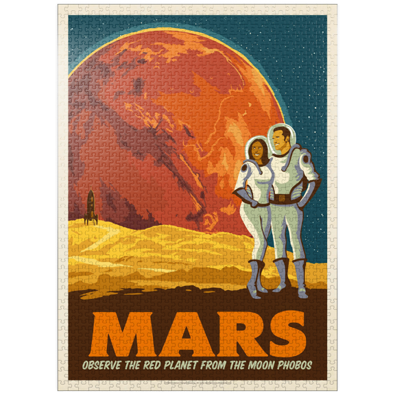 MyPuzzle - Mars: As Seen From The Moon Phobos, Vintage Poster - Premium 1000 Piece Jigsaw Puzzle for Adults