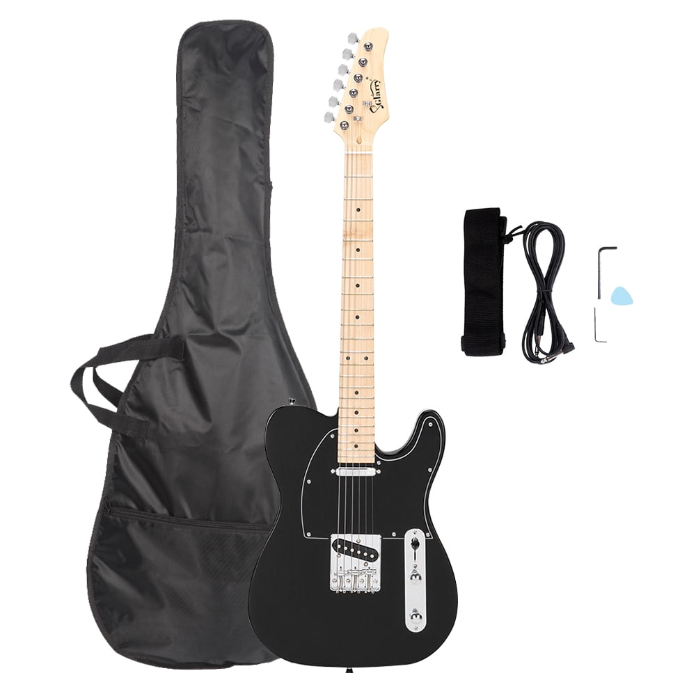 Lowestbest Maple Fingerboard Electric Guitar with Bag Strap Plectrum for Adults Teens Beginner, Black