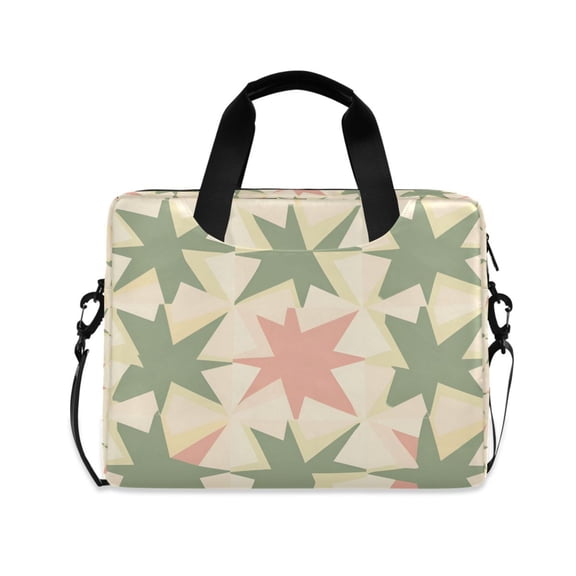 FORMRS 16" Laptop Bag Carrying Sleeve Case with Handle Travel Shoulder Briefcase, Pink and Green Geometric