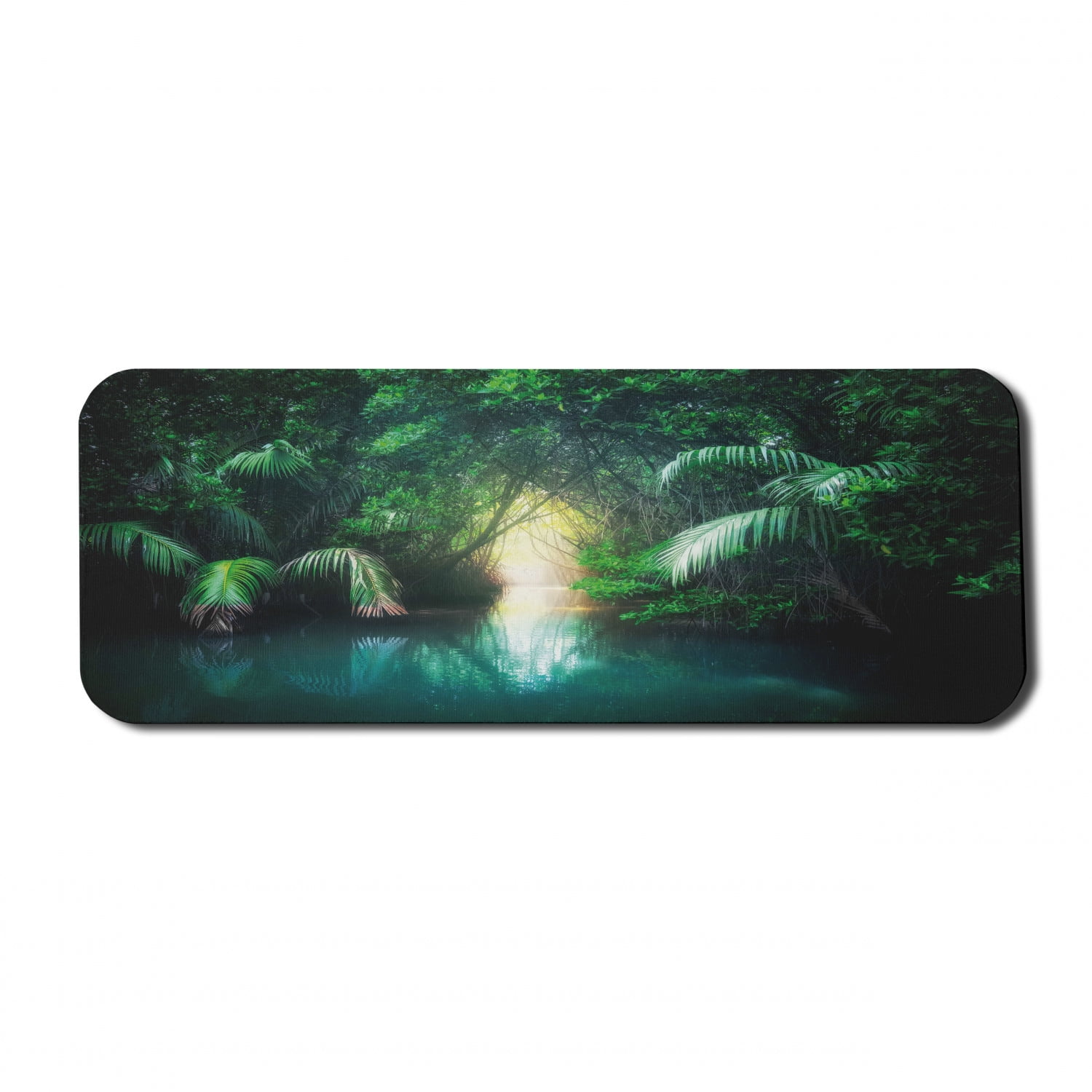 Jungle Computer Mouse Pad, Tropical Lake Mangrove Rainforest Pathway