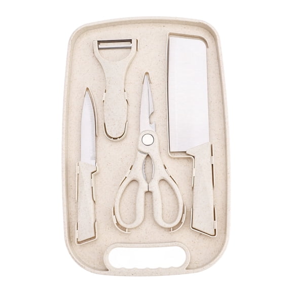 5-in-1 Camping Cutting Board and Knife Set, Portable Kitchen Tool with Scissors for Outdoor Use