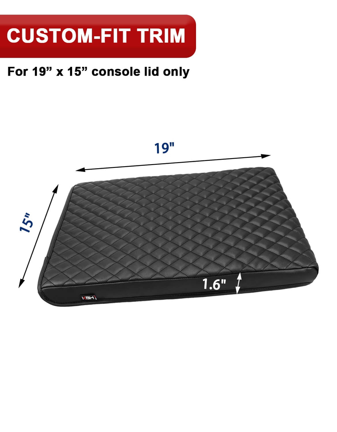 KBH Center Console Cover for 1994-2001 Dodge Ram 1500 2500 3500 Accessories, 19"x15" Jump Seat, Black Leather Armrest Lid Cushion Pad for Truck Interior