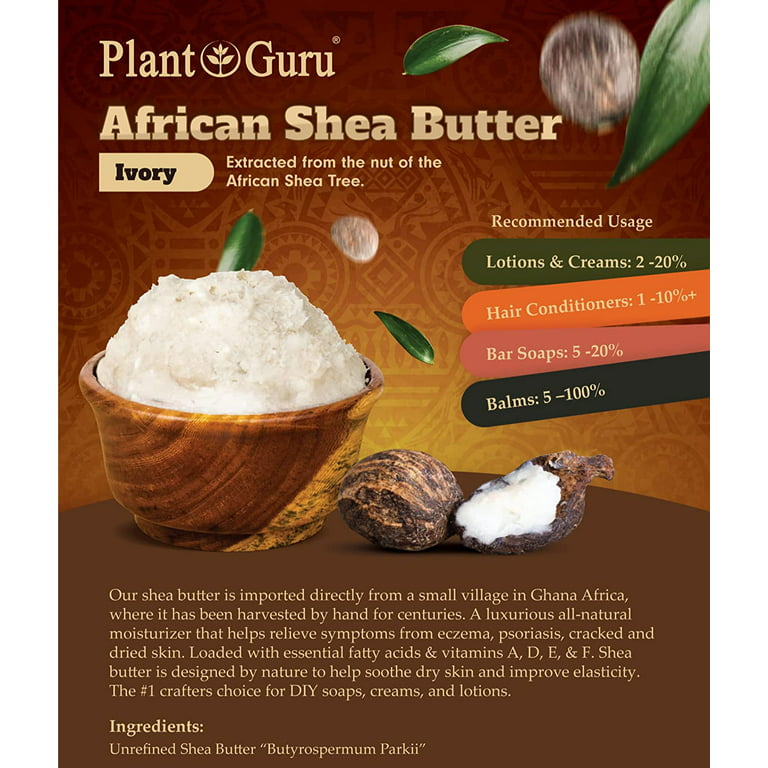Raw African Shea Butter 5 lbs. Bulk Block 100% Pure Natural Unrefined  YELLOW - Ideal Moisturizer For Dry Skin, Body, Face And Hair Growth. Great  For