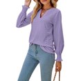 thumbnail image 5 of Aunavey Women's Long Sleeve Hollow Ruffle Sleeve T Shirt Eyelet Dressy Casual V Neck Tunic Tops Blouse, 5 of 7