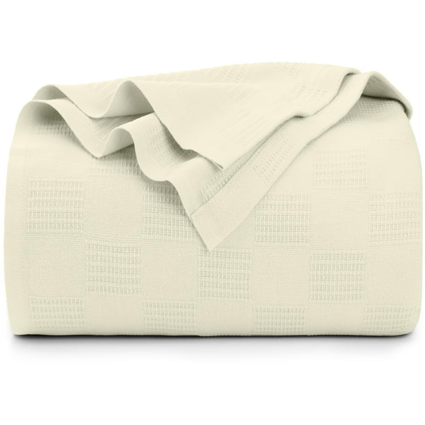 Manta Utopia Bedding, color marfil, 100% algodón, tamaño queen, 230 x 230 cm