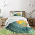 thumbnail image 3 of Ambesonne Tropical Quilted Bedspread Set 2 Pcs, Coconut Palm Trees, Twin Size, Green Petrol Blue, 3 of 6