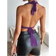 thumbnail image 2 of Women's Sexy Halter Going Out Top Open Back Deep V Neck Sleeveless Vest Tank Tops Party Clubwear, 2 of 5