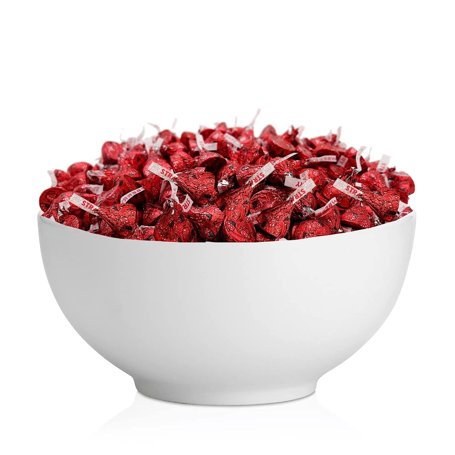 HERSHEY'S KISSES Extra Creamy Milk Chocolate Dipped Strawberry Candy, Red Foil Wrap, Bulk 2 Pounds