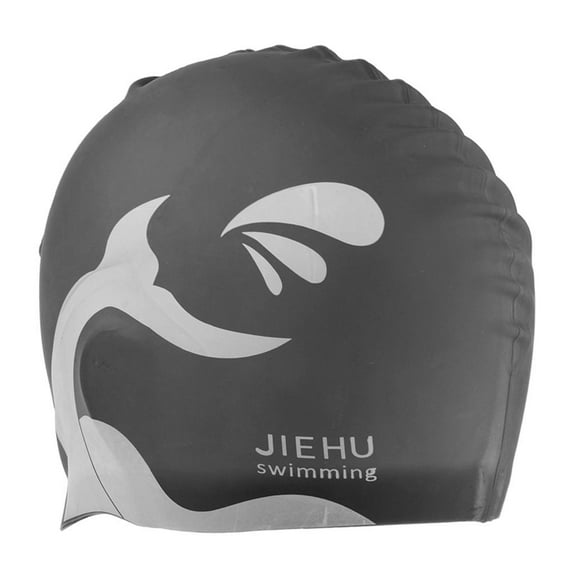Unisex Men Women Silicone Swimming Long Hair Cap Comfortable Silicone Waterproof Hat Pool Cap , Black