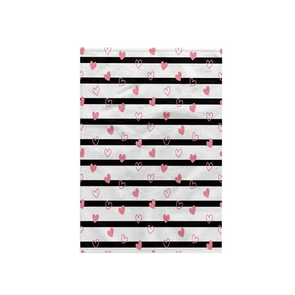 3dRose, Glamour Valentines Day pattern of black lines and pink hearts gift, 15x22 Hand Towel