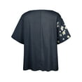 thumbnail image 3 of Innerwin Tee Imprimé Floral Hauts pour Femmes Col Rond Confortable T-Shirt Bleu Marine m, 3 of 5