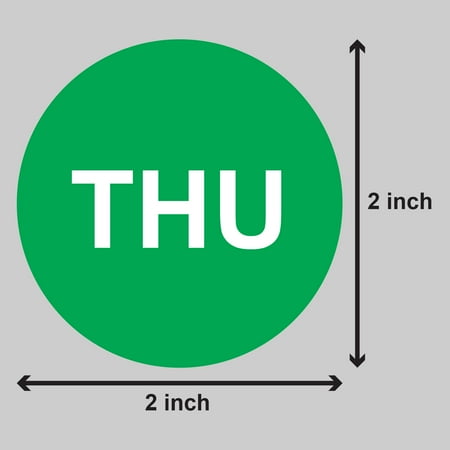 Deal of the Day - Round Thursday Stickers (2 inch, 300 Stickers per Roll, Lime Green) for Inventory or Shipping
