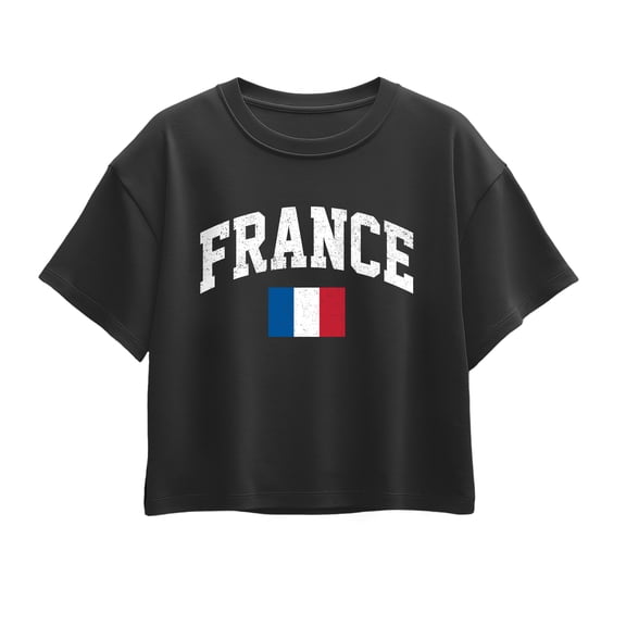 Instant Message - France Flag Short Sleeve Boxy Graphic T-Shirt