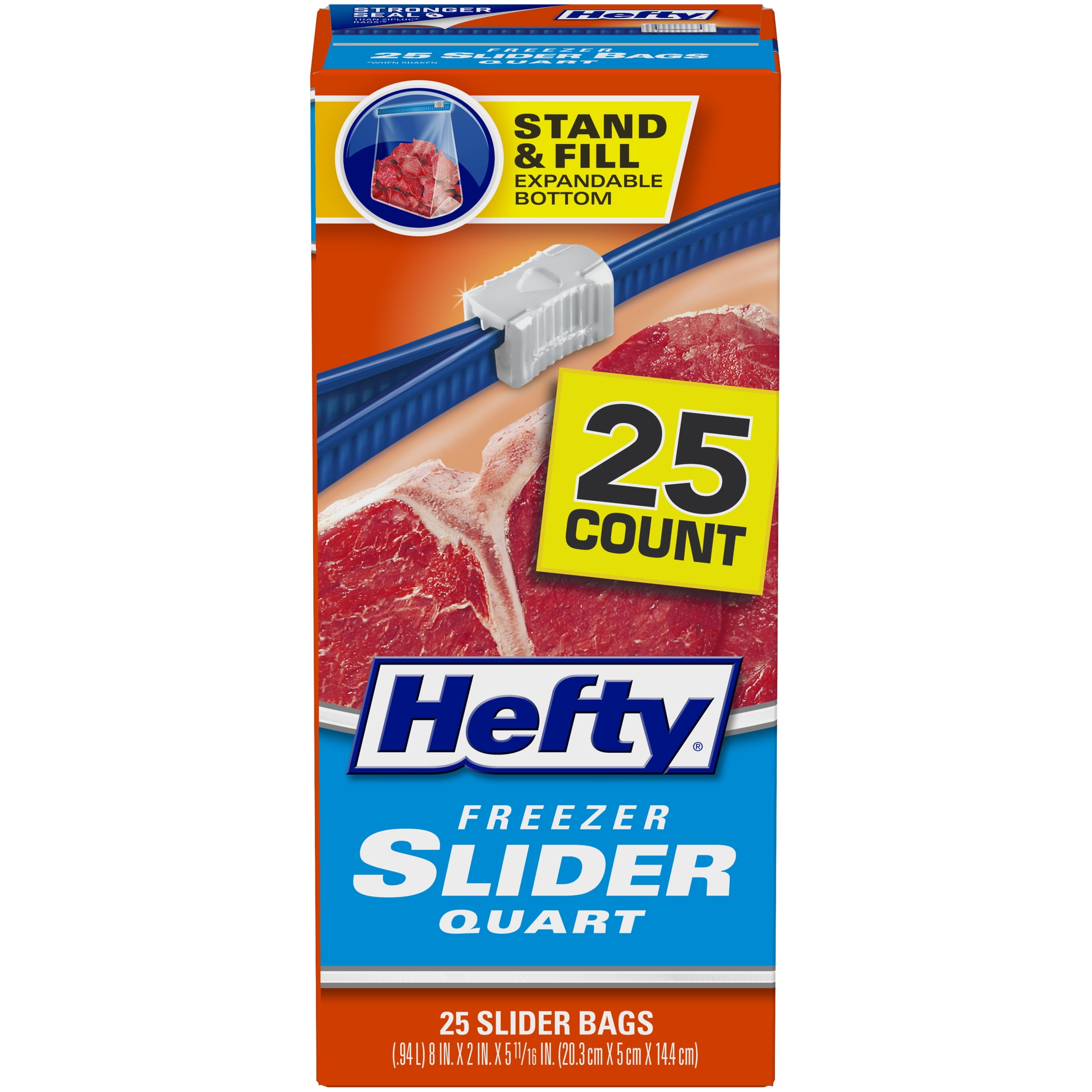 Gallon Size 56 Count Hefty Slider Freezer Storage Bags 2-Pack 112 Count Total 