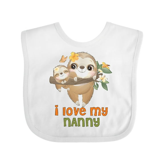 Inktastic Cute Sloth I Love My Nanny Boys or Girls Baby Bib
