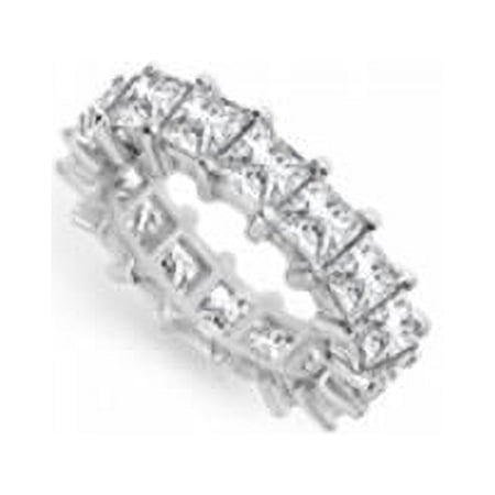 Fine Jewelry Vault UBAGSQ500CZ232 5 CT CZ Wedding Bands Princess Cut AAA CZ Eternity Band Prong Set on 925 Sterling Silver