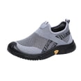 thumbnail image 2 of Domzle Men's Breathable Mesh Sneakers | Slip-On Athletic Shoes | Lightweight Casual Sports Style with Rubber Sole Gray Wide 8.5, 2 of 4