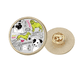 thumbnail image 1 of Broche de oro metálico circular Unbranded Ilustración de dibujos animados patron de perro, 1 of 3