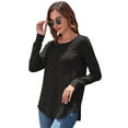 thumbnail image 6 of SHIBEVER Long Sleeve Tshirts for Women Loose Crew Neck Fall Fashion Tunics Tops Basic Workout Black Tee Blouses Size M, 6 of 7