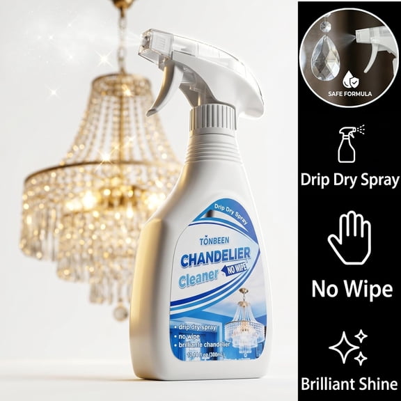 Chandelier Cleaner Drip Dry Spray, No Wipe Formula for Crystal Chandeliers, Streak-Free Spray-on Cleaner for Glass & Decorative Lighting Fixtures, Surface-Friendly on Crystal, 10.14 oz