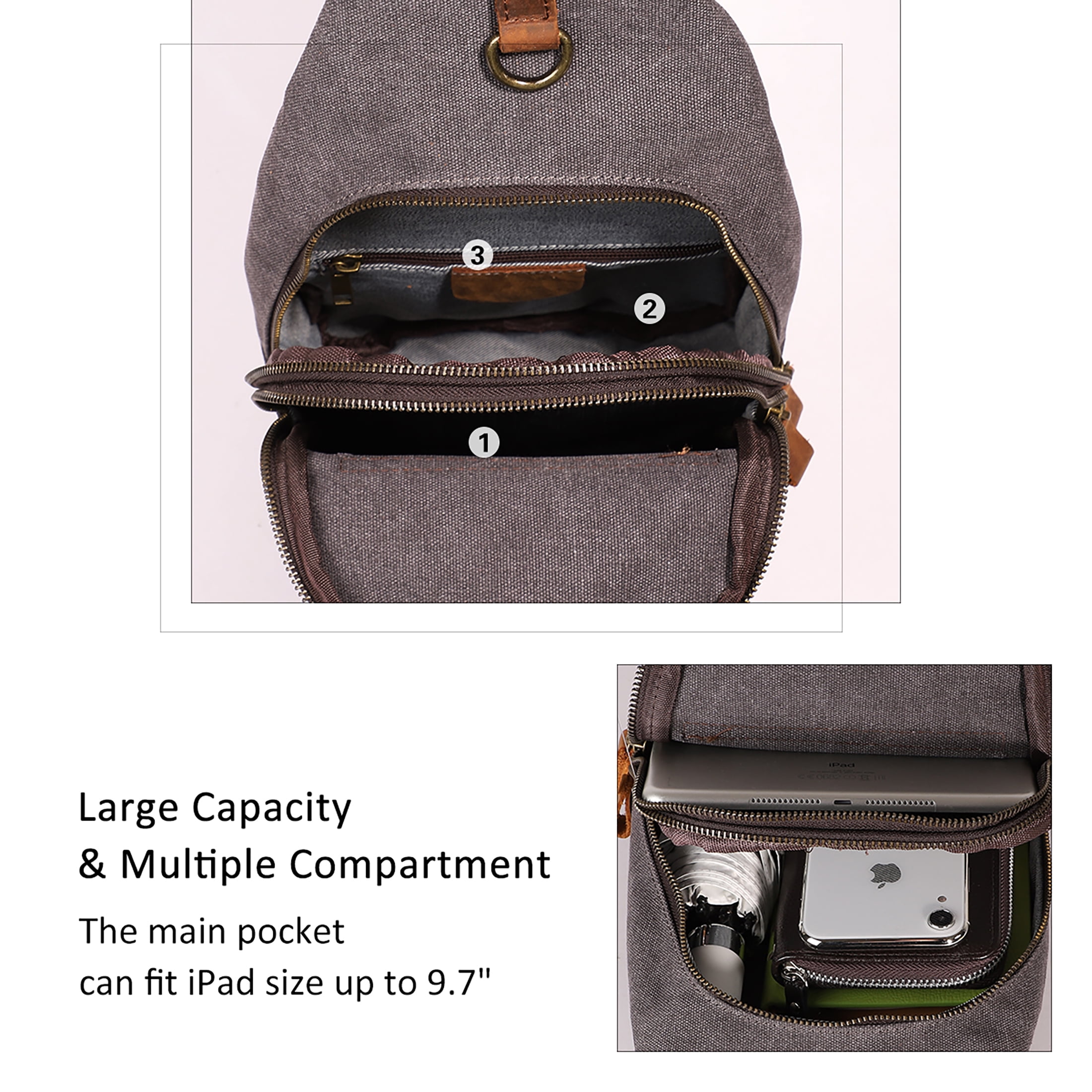 KL928 Canvas Sling Bag for Men Crossbody Backpack Shoulder Casual Rucksack Unisex Casual Bag