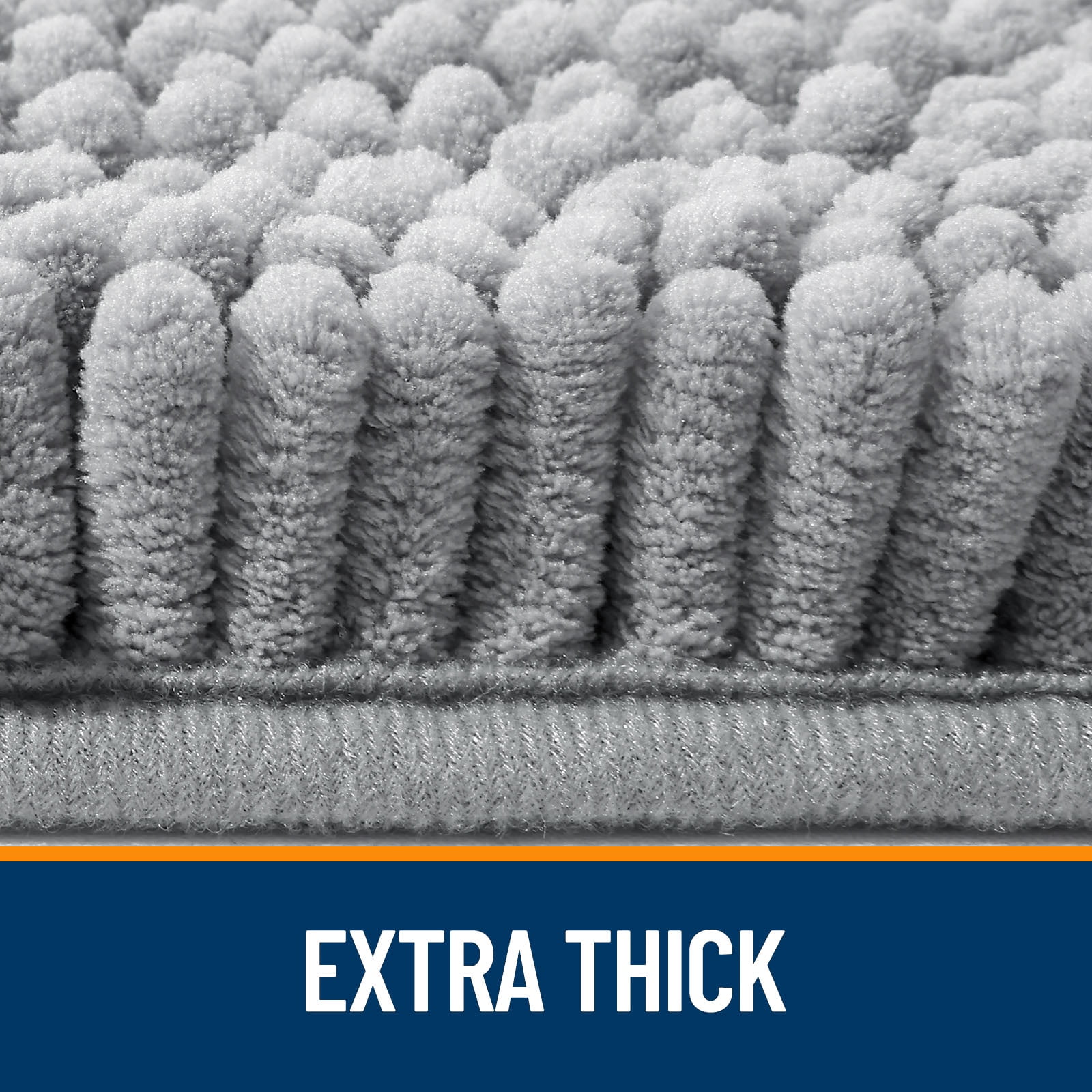 Buganda Bathroom Rugs 30x20, Quick Dry Machine Washable Chenille Bath Mats with Rubber Backing, Grey