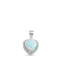 Tiny Love Heart Pendant White Simulated Opal .925 Sterling Silver Promise Charm Jewelry Female