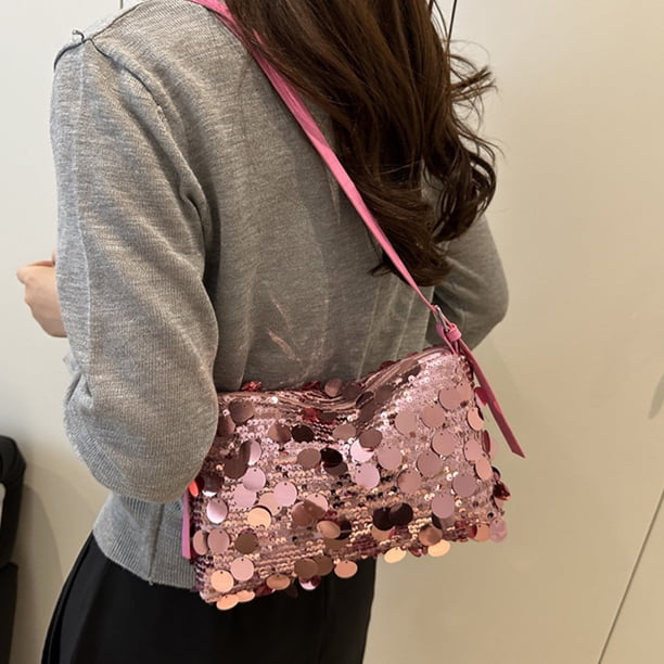 Bolsa de hombro cruzada peque?a Bolsa de brazo bajo con cadena, Bolsa de commuting casual para mujer, ajustable, metal, para oficina,topliu