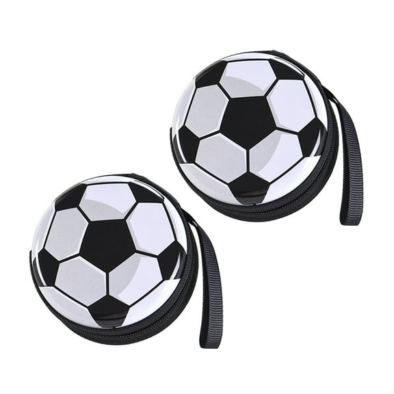 2 PCS Football Storage Box Travel-friendly Coin Purse Sturdy Tinplate