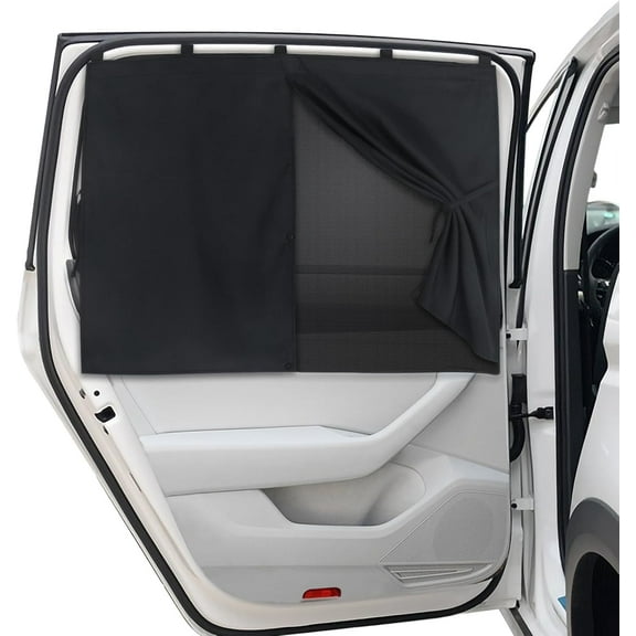 Car Window Shades, Magnetic Double Layer Car Sun Shade for Side Windows Privacy Full Covers/Half Shade Options Black Car Window Curtains for Baby Protection (1pcs)