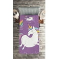 thumbnail image 2 of Ambesonne Unicorn Quilted Coverlet 2 Pcs, Purple Rainbow, Twin Size, Lavender White, 2 of 2