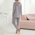 thumbnail image 5 of Women's Cozy Lounge Sets Hooded Textured Jacket Loose Pants Knitted Two Piece Set for Casual Daily Wear Gray S, 5 of 5