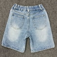 thumbnail image 7 of WOYY Denim Shorts for Girls Casual Stretch Loose Fit Knee-Length Jean Shorts, Sizes 7-12, 7 of 7
