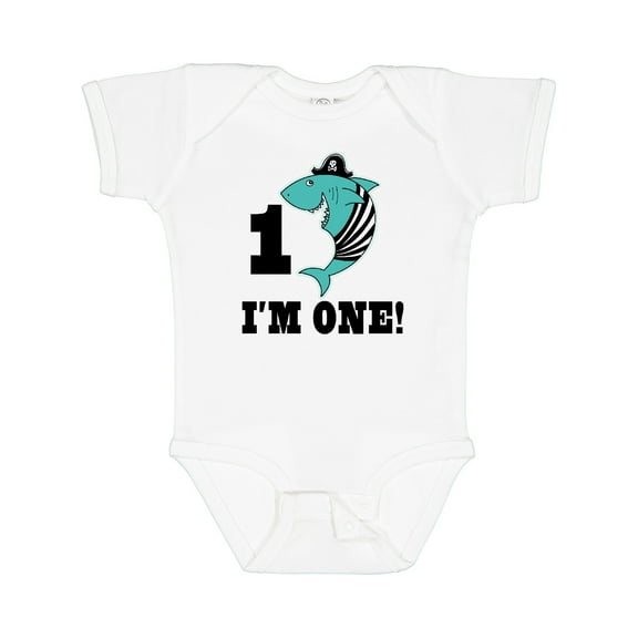 Inktastic First Birthday Shark 1 Year Old Pirate Boys Baby Bodysuit