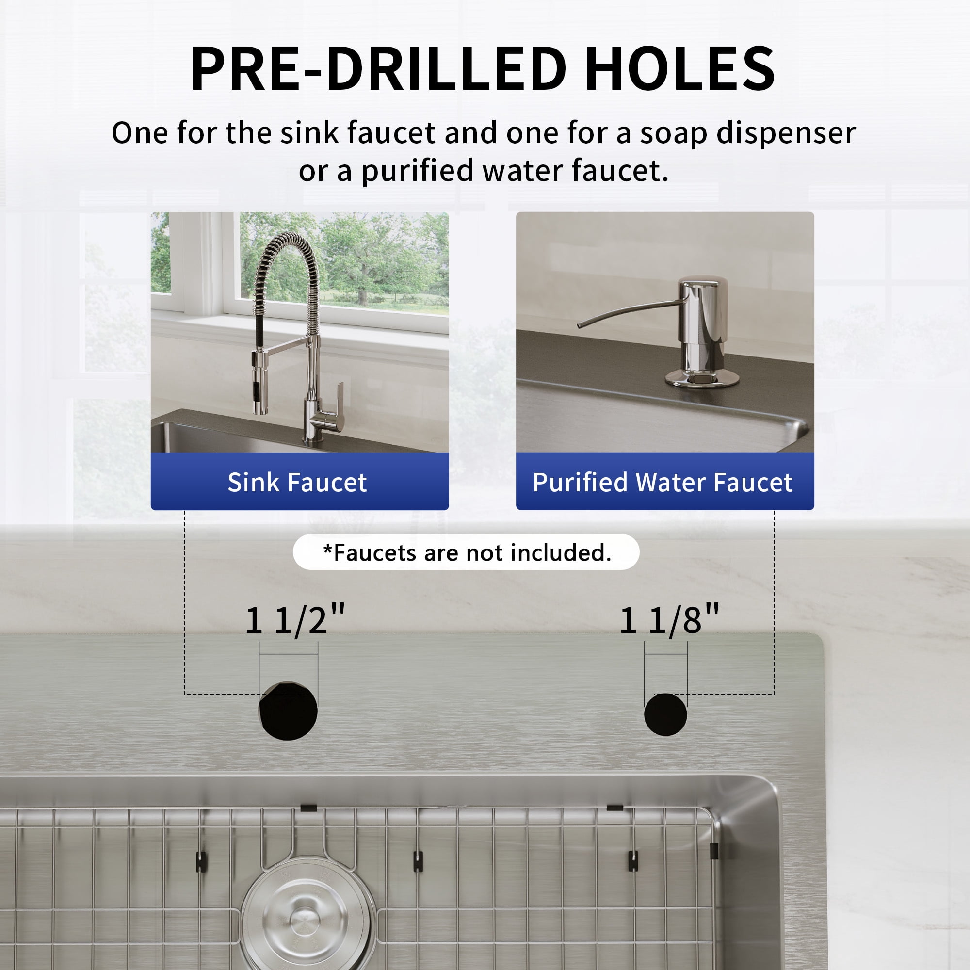 DeerValley 33 Inch Stainless Steel Kitchen Sink, Single Bowl 18 Gauge Drop In Kitchen Sink with Sink Grid and Basket Strainer, Silver Kitchen Sink for Homeowners, Kitchen Remodel & Replacement