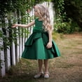 thumbnail image 2 of XEGLSBU Christmas Dresses for Girls Size 16-18 Elegant Satin Girls Party Dress with Puffy Sleeves and Flowy Skirt for and Celebrations Dark Green Size 7-8 Years, 2 of 8
