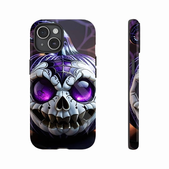 Halloween Gothic Sugar Skull Pumpkin Phone Case for iPhone 11/12/13/14/15/16 (Pro Max/Plus) - Unique Spooky Design for Halloween Enthusiasts