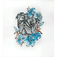 thumbnail image 3 of Ambesonne Pug Duvet Cover Set, Fun Dog with Flowers, 2-Calking, Teal Grey, 3 of 7