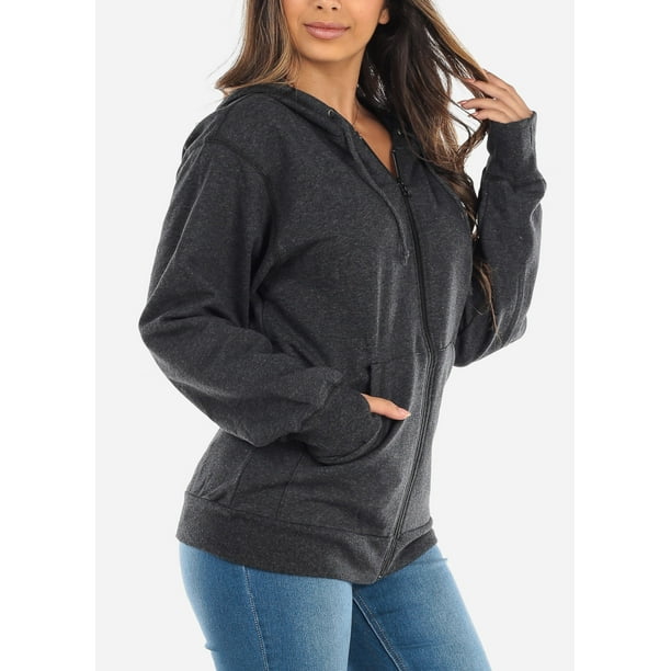 Moda Xpress - Womens Long Sleeve Sweater Zip Up Fleece Sweatshirt ...