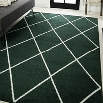 JONATHAN Y SUPERSOFT 5 x 8 Area Rug, Cole Minimalist Diamond Trellis - Green/White, SEU102D-5