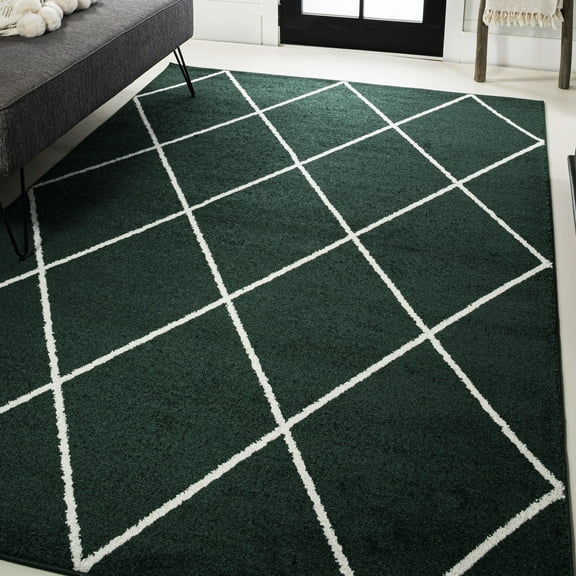 JONATHAN Y SUPERSOFT 5 x 8 Area Rug, Cole Minimalist Diamond Trellis - Green/White, SEU102D-5