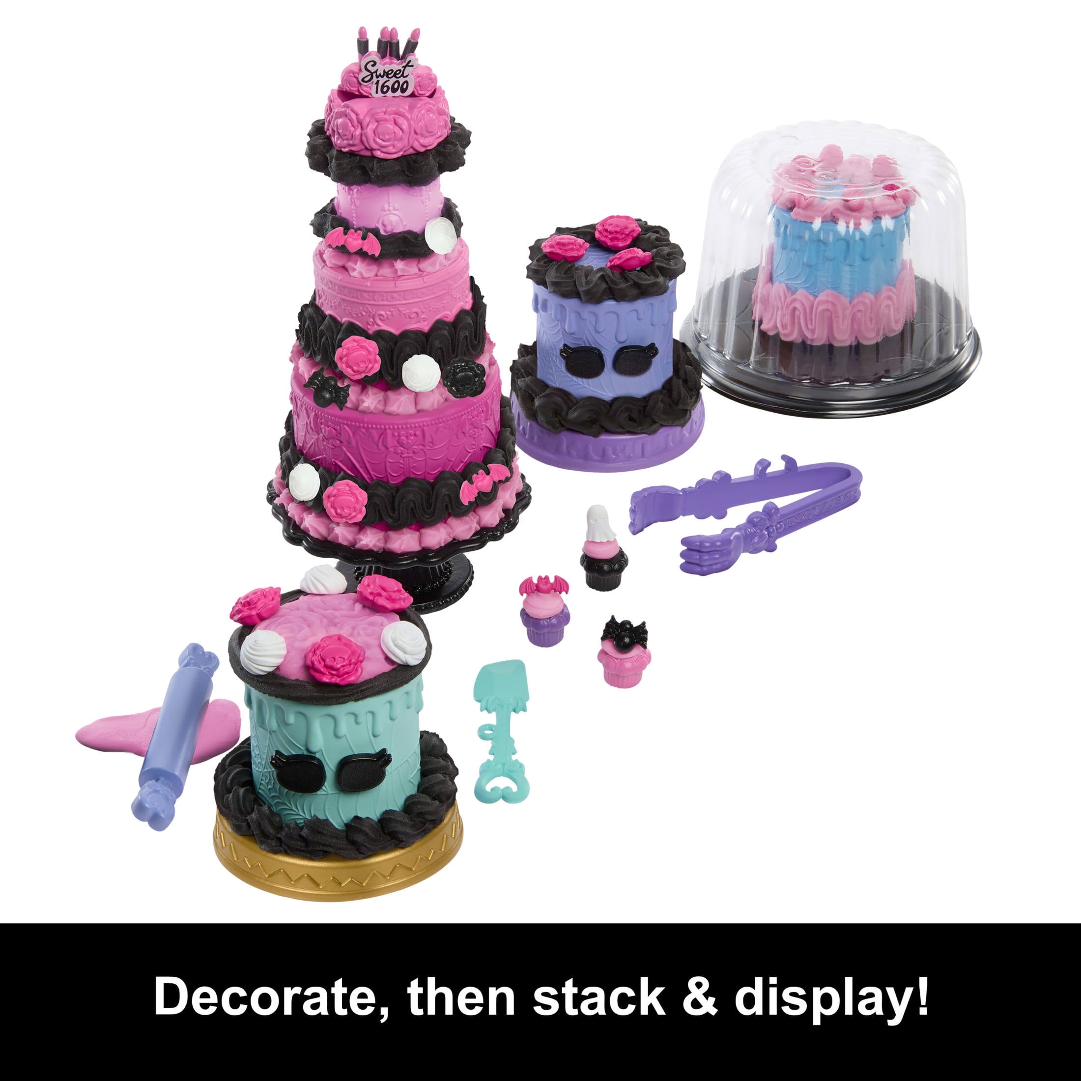 Monster High Scary Sweet Birthday Cake Kit with Clawdeen Wolf Doll and 20+ Decorating Accessories