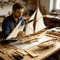 thumbnail image 4 of BESTSKY Wooden Sailboat Ship Kit - Home DIY Model,Classical Wooden Sailing Boats Scale Model,Wooden Ship Model Boat Kits for Kids and Adults Gifts Toy, 4 of 7