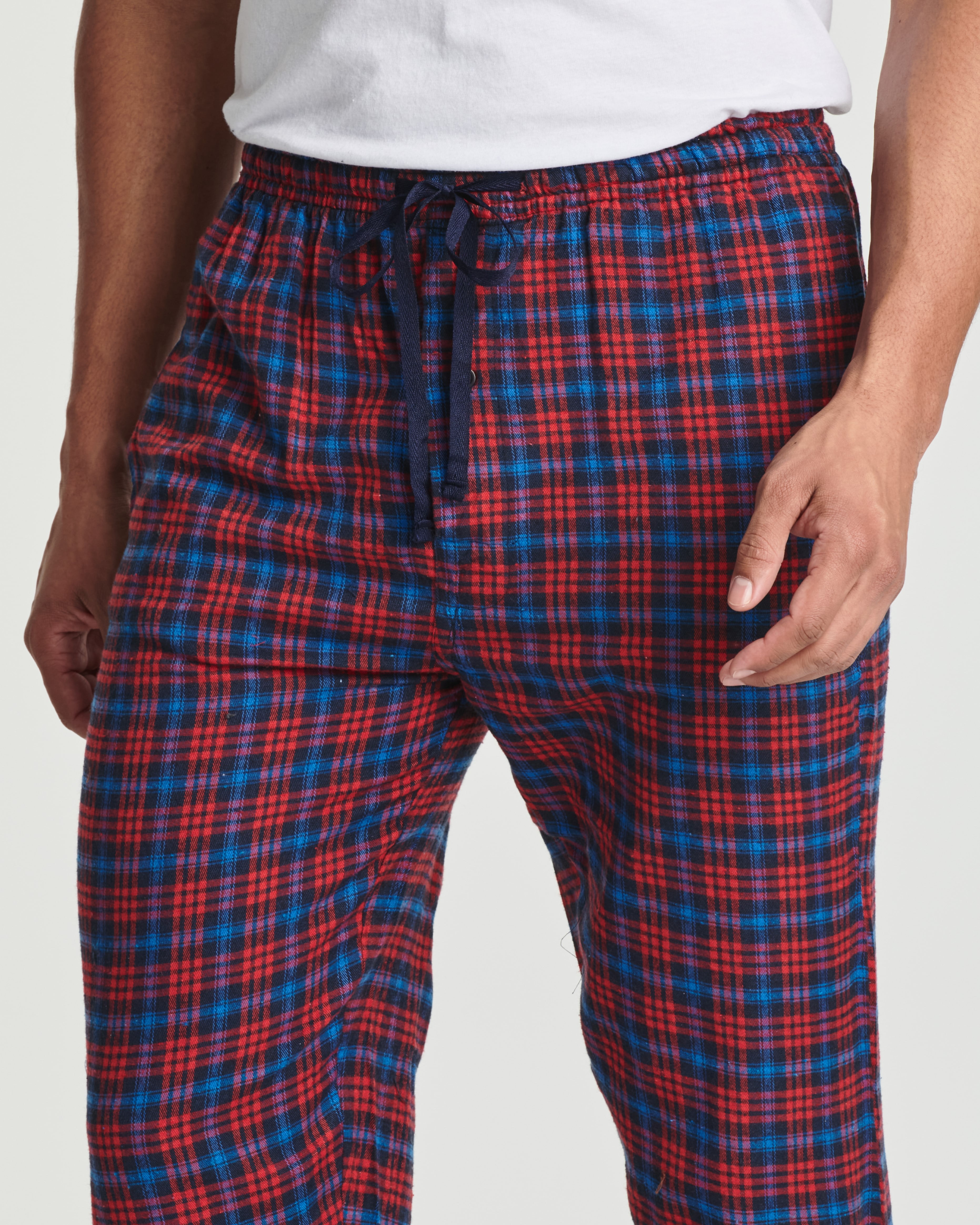 3 Pack - Flannel Pajama Pant Pajama Bottoms-100% Cotton Yarn-dye Woven  (SMALL, Combo A. (Grey, Blue, Red)) at  Men's Clothing store