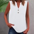 thumbnail image 2 of Daznico Women's Linen Blend Henley Tank, Sleeveless Casual Top with Chest Pocket,XL, 2 of 5