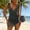 Gray, variant on V Neck One Piece Swimsuit for Women Adjustable Strap Padded Flutter Sleeve Open Back Conservative Skirted Bathing Suit Navy S