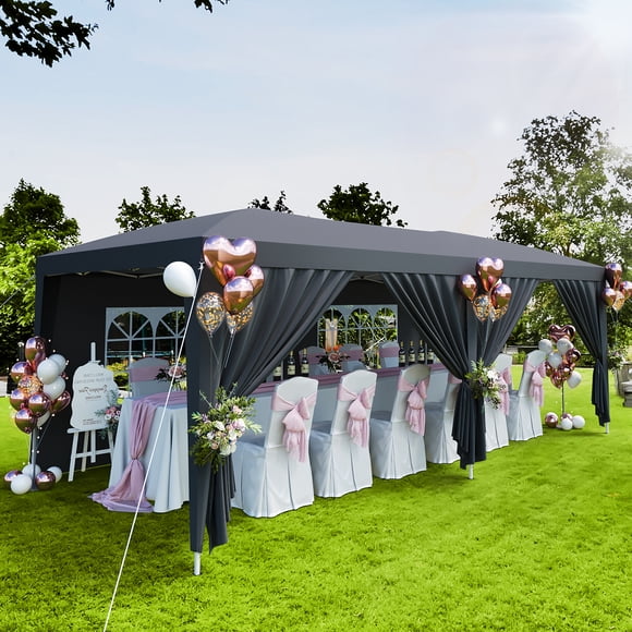 Edtara Heavy Duty 3x6m Pop Up Canopy Tent, Large Outdoor Party Gazebo With Pe Windows, Removable Sidewalls, and Wheeled Storage Bag, Waterproof Shelter for Garden, Events, and Weddings