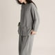 thumbnail image 5 of Karight Womens Cotton Gauze Pajama Sets Crew Neck Button Down Sleepwear and Pants 2 Piece Solid Lounge Muslin Pj Set, 5 of 6
