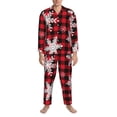 thumbnail image 3 of Sikiie Snowflakes On A Buffalo Plaid Mens Pajama Set, Soft Warm Long Sleeve Sleepwear, Cozy Button-Down Pjs for Men-X-Large, 3 of 7