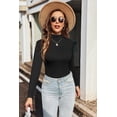 thumbnail image 3 of Zeagoo Womens 2 Packs Long Sleeve T-Shirts Mock Neck Turtleneck Slim Fitted Basic Crop Tops, 3 of 6
